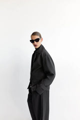 Malia Belted Jacket Black by Camilla and Marc, tailored double breasted jacket with structured shoulders and belt detail
