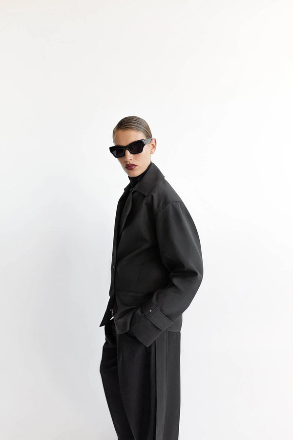 Malia Belted Jacket Black by Camilla and Marc, tailored double breasted jacket with structured shoulders and belt detail