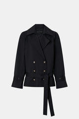 Malia Belted Jacket Black by Camilla and Marc, tailored double breasted jacket with structured shoulders and belt detail
