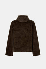 Nala Furry Pullover Top Truffle by Camilla and Marc, luxe faux fur pullover with relaxed silhouette and high neck
