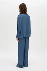 Cameo Shirt by Camilla and Marc, an oversized steel grey long sleeve shirt with concealed buttons, pin-stitch seams and wide cuffs.