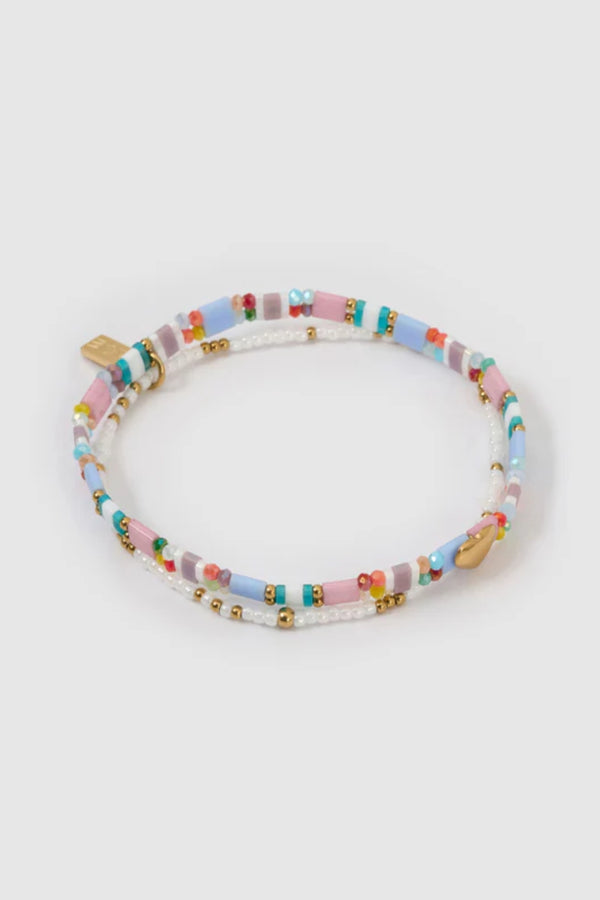 Cami Bracelet Candy by Arms of Eve, playful double-banded design with colourful Miyuki beads and heart charm for a sweet summer touch.
