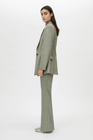 Ingram Blazer in Natural Marle by Camilla and Marc, slim-fit wool-blend blazer with padded shoulders and cinched waist, perfect for a polished, sophisticated look.
