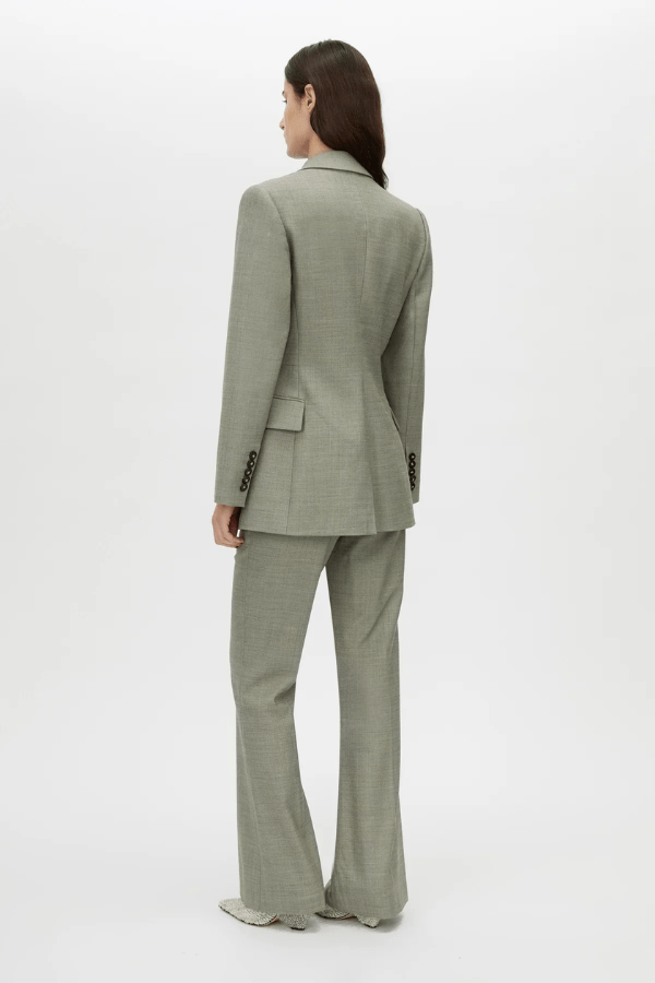 Ingram Blazer in Natural Marle by Camilla and Marc, slim-fit wool-blend blazer with padded shoulders and cinched waist, perfect for a polished, sophisticated look.