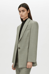 Ingram Blazer in Natural Marle by Camilla and Marc, slim-fit wool-blend blazer with padded shoulders and cinched waist, perfect for a polished, sophisticated look.