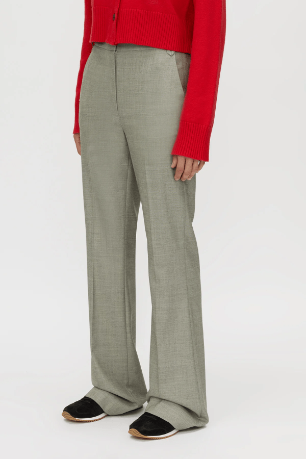 Ingram Pant in Natural Marle by Camilla and Marc, high-waisted wool-blend flare pants with pressed creases, perfect for pairing with the matching blazer for a sleek, polished look.