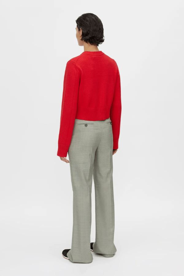 Ingram Pant in Natural Marle by Camilla and Marc, high-waisted wool-blend flare pants with pressed creases, perfect for pairing with the matching blazer for a sleek, polished look.