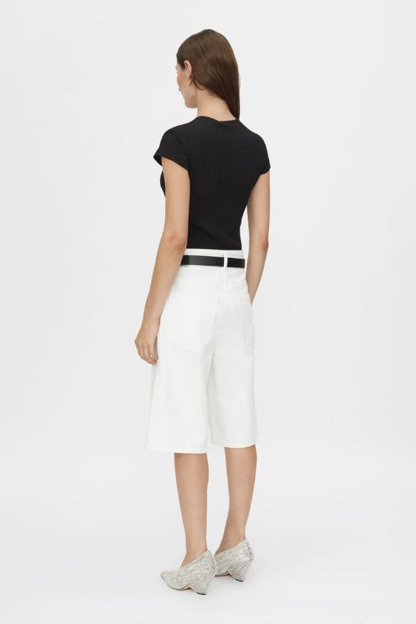 Jude Denim Short in Salt by Camilla and Marc, relaxed-fit Bermuda shorts with a wide-leg silhouette and five-pocket design, perfect for a polished yet casual look.