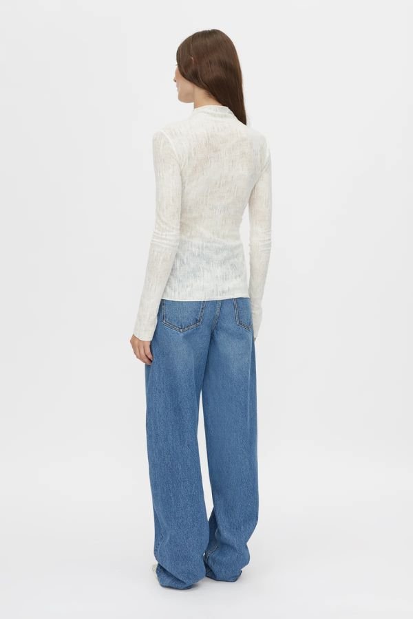 Lennox Denim Jean Classic Blue by Camilla and Marc, high-waisted relaxed fit with barrel leg silhouette and embossed logo rivets.