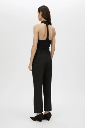 Mackinley Cropped Pant in Black by Camilla and Marc, high-waisted tailored pant with pressed creases and slant pockets, perfect for pairing with the matching blazer or casual separates.
