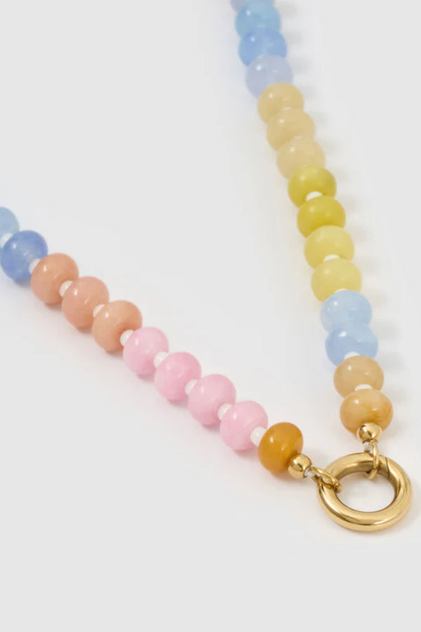 Candy Heart Necklace by Arms of Eve, playful beaded necklace with colourful charms and a golden heart pendant for a sweet, nostalgic statement.