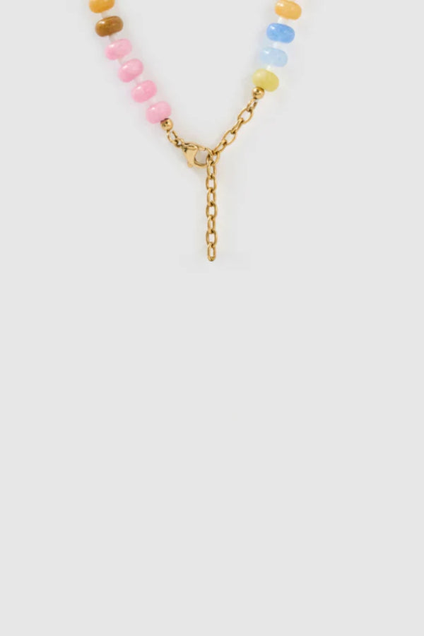 Candy Heart Necklace by Arms of Eve, playful beaded necklace with colourful charms and a golden heart pendant for a sweet, nostalgic statement.