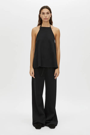 Canova Pant by Camilla and Marc, a relaxed black jersey pant with drawcord waist, faux fly detail and mid-rise fit.