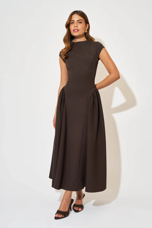Cap Sleeve Gathered Detail Midi Dress by Odd Muse — a fitted, elegant midi with soft cap sleeves and side gathering, perfect for day-to-evening style.