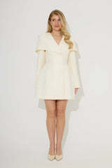 Cape Detail Mini Dress Cream by Odd Muse – a mini dress with cape detail and tailored fit. Perfect for polished styling.