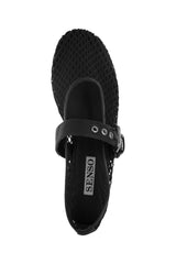 Carina Flats by Senso, breathable ebony mesh ballet flats with silver strap detail. Perfect for elevating everyday looks.