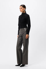 Carter Cardigan Black by Mossman - textured knit cardigan with high neck and fitted shape, designed for a sleek modern look.