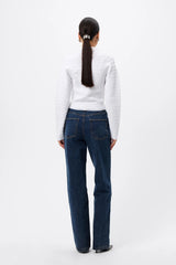 Carter Cardigan White by Mossman - textured knit cardigan with high neck and fitted shape, designed for a sleek modern look.