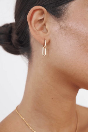 Celine Earrings in Gold by Avant Studio, gold earrings with removable link design. Perfect for everyday wear or versatile styling.