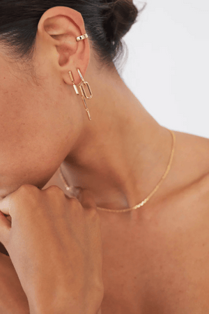 Celine Earrings in Gold by Avant Studio, gold earrings with removable link design. Perfect for everyday wear or versatile styling.