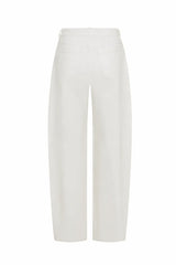 Jaz Mid Rise Barrel Jean White