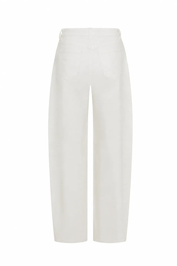 Jaz Mid Rise Barrel Jean White
