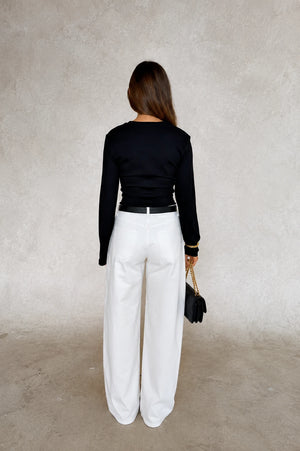 Jaz Mid Rise Barrel Jean White