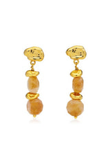 Claret Earrings by Amber Sceats – 24k gold plated earrings with natural citrine quartz and textured bead details.