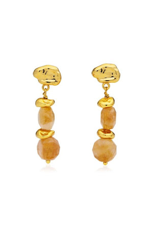 Claret Earrings by Amber Sceats – 24k gold plated earrings with natural citrine quartz and textured bead details.