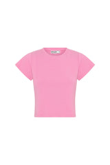 Claudia Baby Tee White by Sneaky Link, cotton blend cropped tee with stretch fit. Perfect for everyday wear or layering looks.