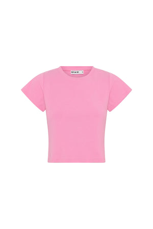Claudia Baby Tee White by Sneaky Link, cotton blend cropped tee with stretch fit. Perfect for everyday wear or layering looks.