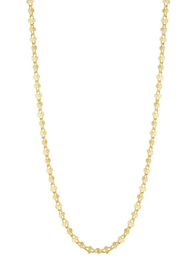 Claudia Reflective Chain Necklace in Gold by Avant Studio, gold chain with light catching links. Perfect for layering or everyday styling.