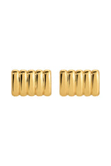Clemmie Maxi Earrings Gold by Heaven Mayhem - sculptural ribbed statement earrings in 18k gold plated stainless steel, perfect for bold everyday styling.