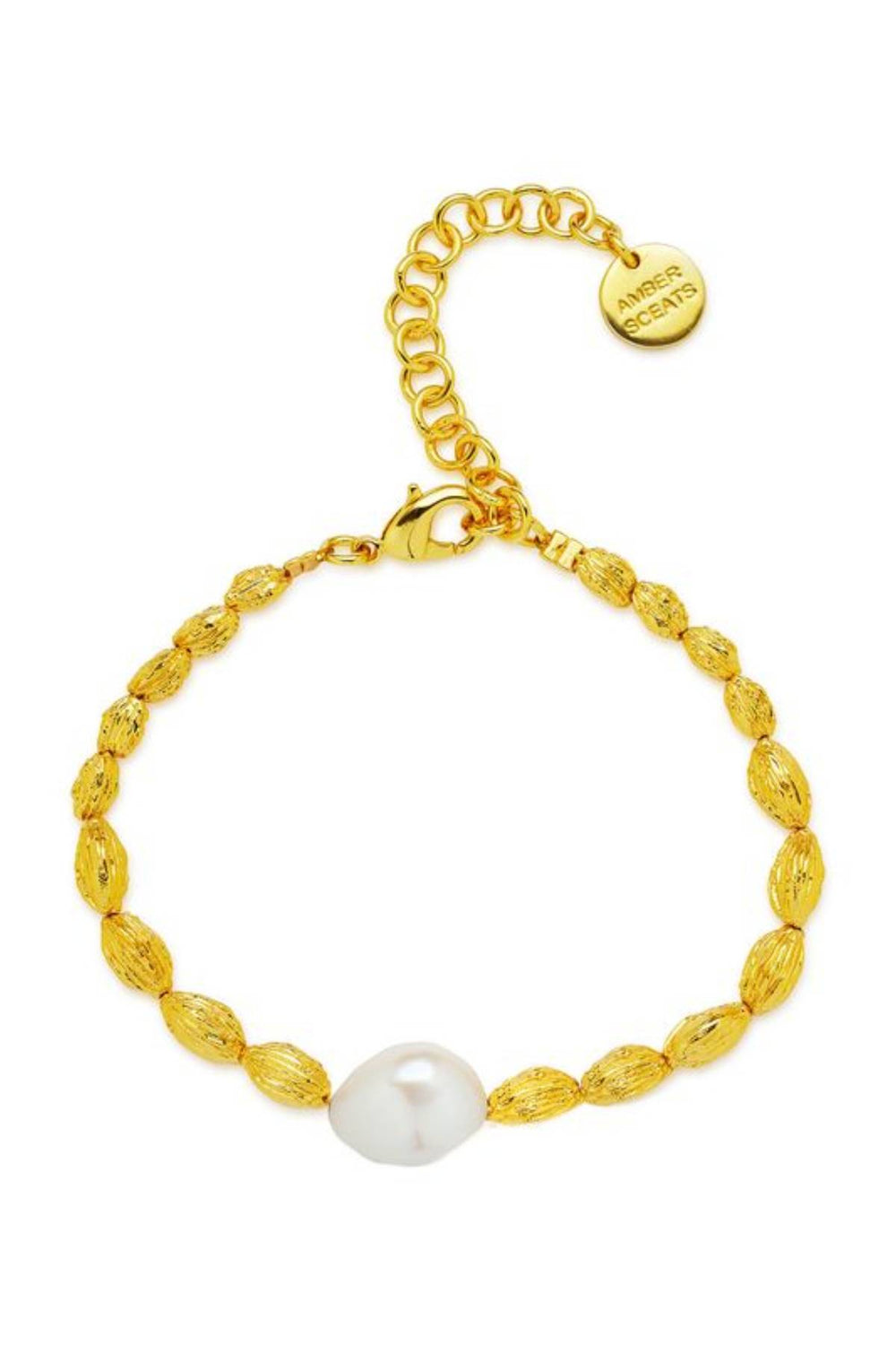 Cleopatra Bracelet by Amber Sceats, pearl and gold beaded bracelet, perfect for elegant day to night styling