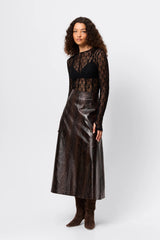 Close To You Top Black by Mossman - sheer lace long sleeve top with crew neckline and thumbholes, perfect for sleek layering or statement styling.
