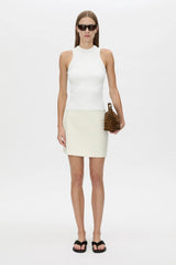 Cobble Skirt Cream by Camilla and Marc, tailored wool-blend mini with welt pocket detail for polished everyday to evening looks.