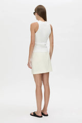 Cobble Skirt Cream by Camilla and Marc, tailored wool-blend mini with welt pocket detail for polished everyday to evening looks.