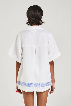 Collared Short Sleeve Shirt by Summi Summi – a boxy shirt with embroidered detail and button front. Perfect for summer styling.