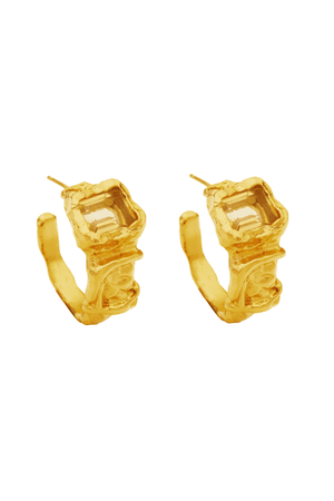 Orchid Earrings by Amber Sceats, handcrafted in Italy with 24K gold plating and citrine cubic zirconia, offering a radiant, elegant, and versatile style.