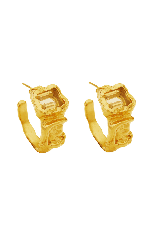 Orchid Earrings by Amber Sceats, handcrafted in Italy with 24K gold plating and citrine cubic zirconia, offering a radiant, elegant, and versatile style.