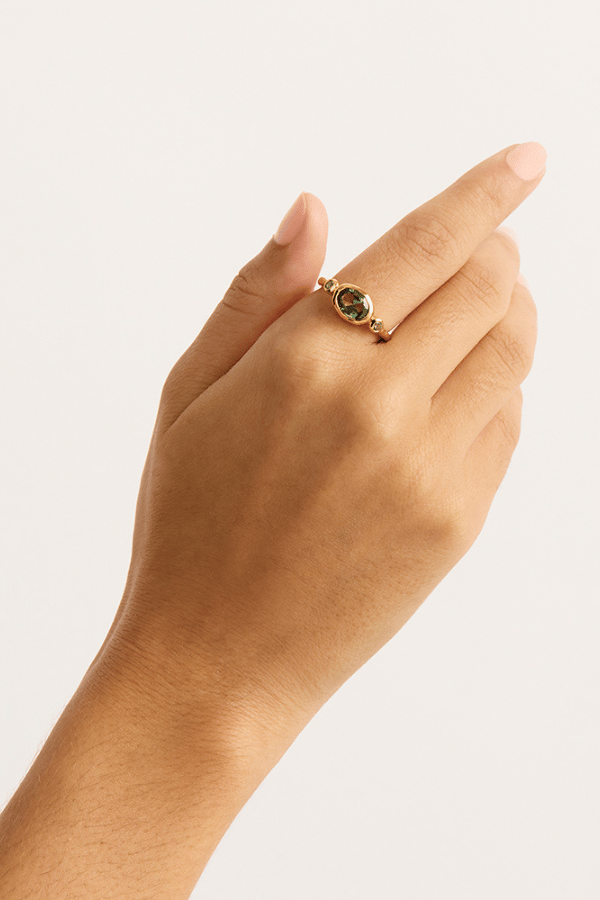 By Charlotte | 18k Gold Vermeil Radiant Soul Tourmaline Ring | Girls With Gems