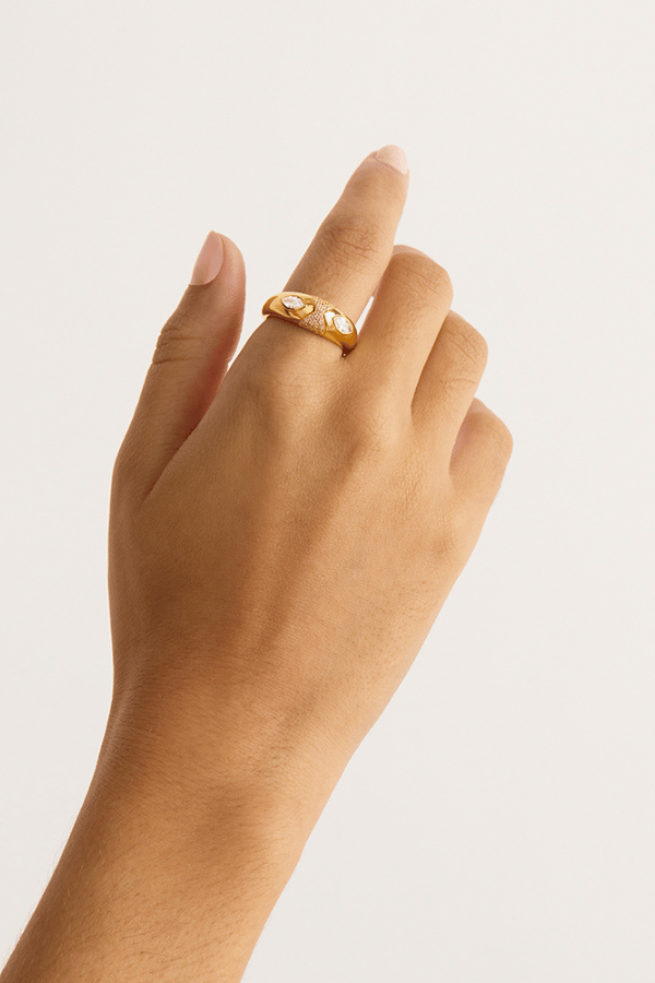 By Charlotte | 18k Gold Vermeil Watchful Gaze Ring | Girls With Gems