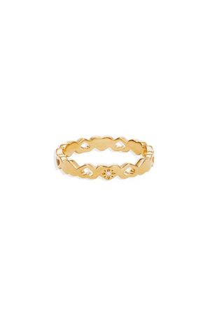 By Charlotte | 18k Gold Vermeil Gold Connected Hearts Ring | Girls with Gems