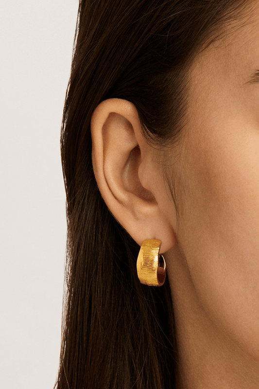 By Charlotte | 18k Gold Vermeil Woven Light Hoops | Girls With Gems