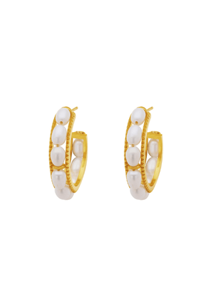 Grande Verbena Earrings by Amber Sceats, handcrafted in Italy with 24K gold plating and AAA+ freshwater pearls, perfect for a stylish, elegant statement.