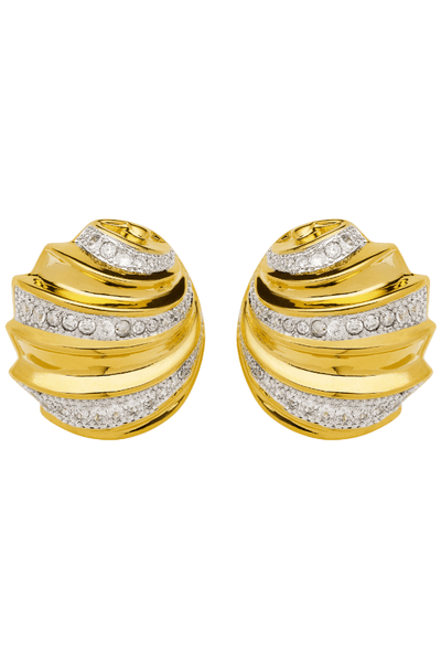 Elysia Earrings by Amber Sceats, viral gold earrings with sparkling cubic zirconia, handcrafted in Italy for bold and elegant statement wear.