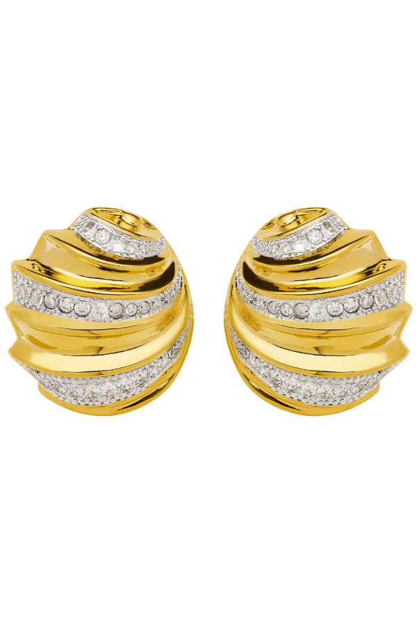 Elysia Earrings by Amber Sceats, viral gold earrings with sparkling cubic zirconia, handcrafted in Italy for bold and elegant statement wear.