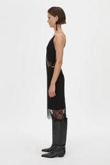 Cora V Neck Lace Bodysuit Black by camilla and marc – Japanese lace bodysuit with V neckline and scalloped edges.