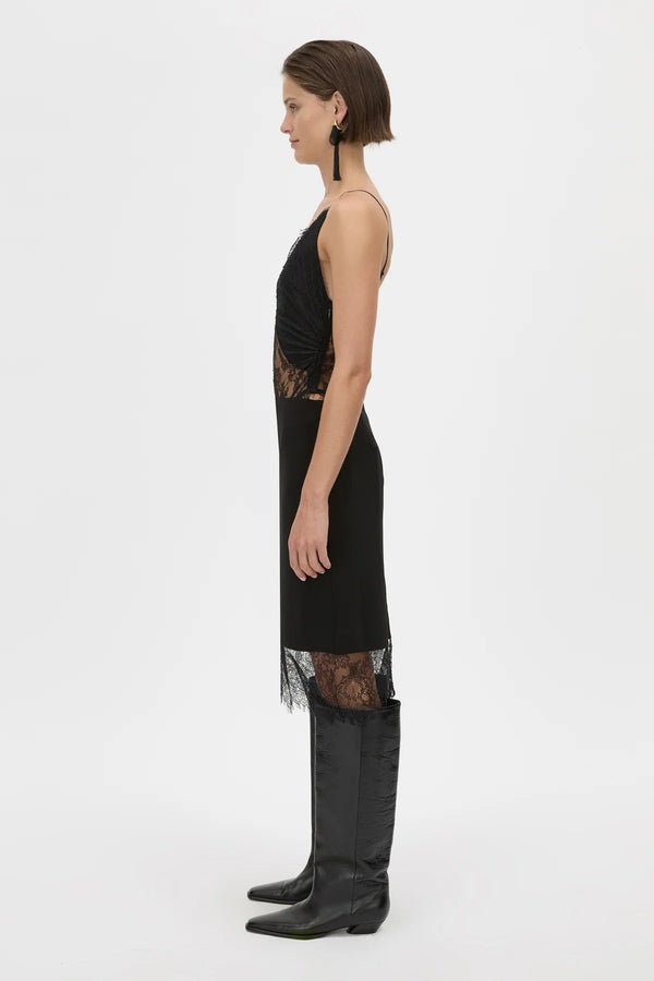 Cora V Neck Lace Bodysuit Black by camilla and marc – Japanese lace bodysuit with V neckline and scalloped edges.