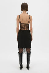 Cora V Neck Lace Bodysuit Black by camilla and marc – Japanese lace bodysuit with V neckline and scalloped edges.